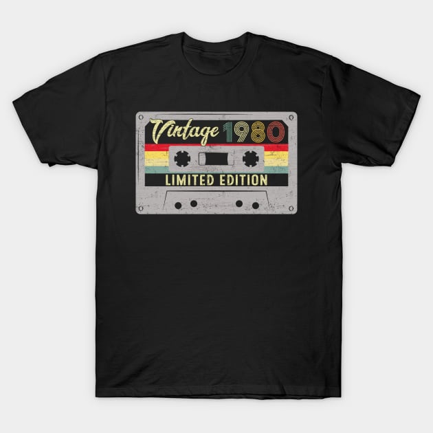 Vintage 1980 Limited Edition Cassette Tape 42nd Birthday T-Shirt by tabaojohnny